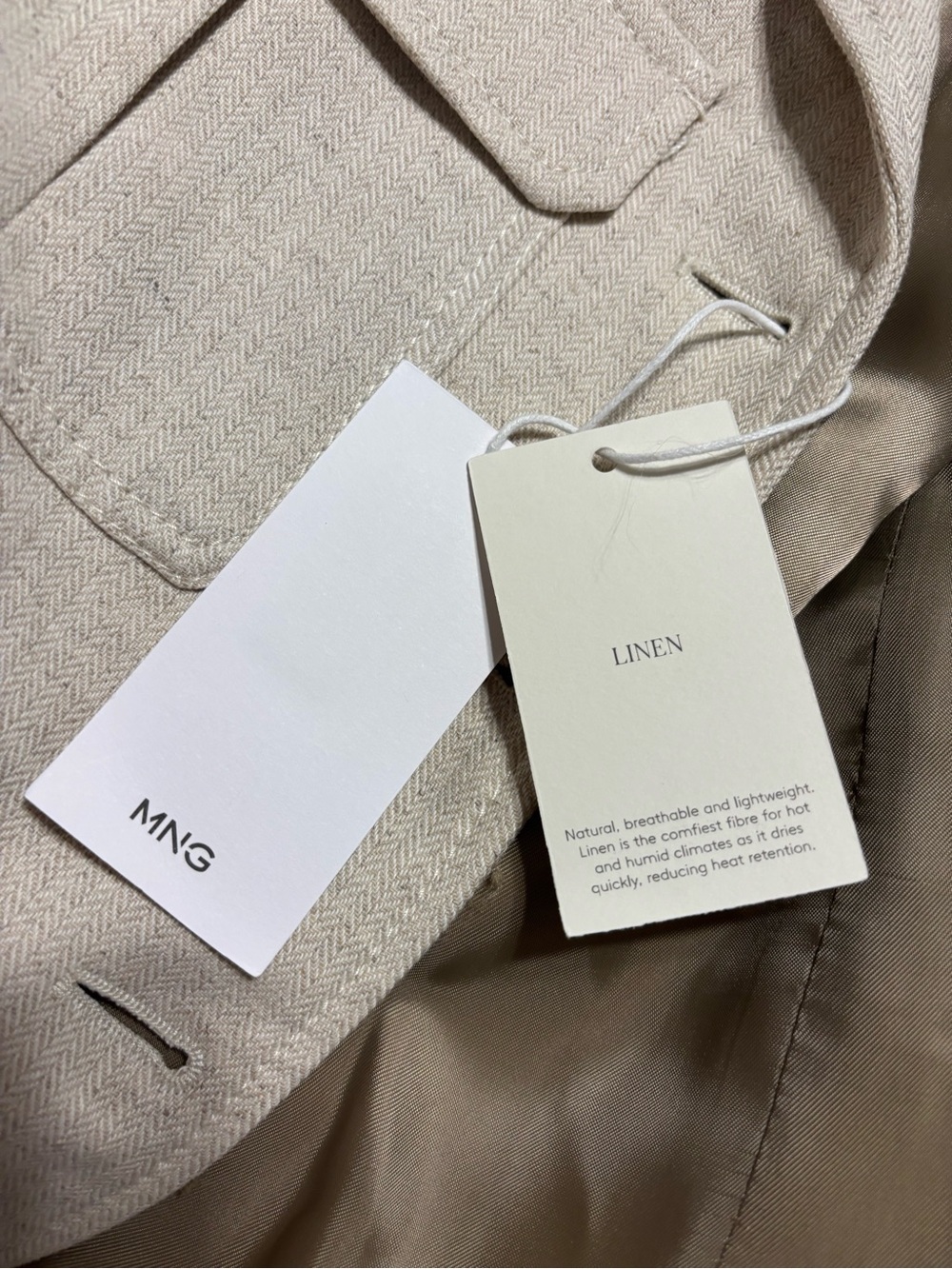 Mango Women's Cream Button-Front Structured Blazer Jacket Sz/L NWT. - Picture 10 of 13
